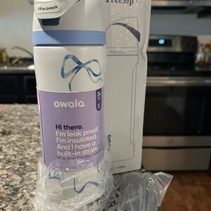 Owala Insulated Water Bottle — White with Lavender & Light Blue Accents